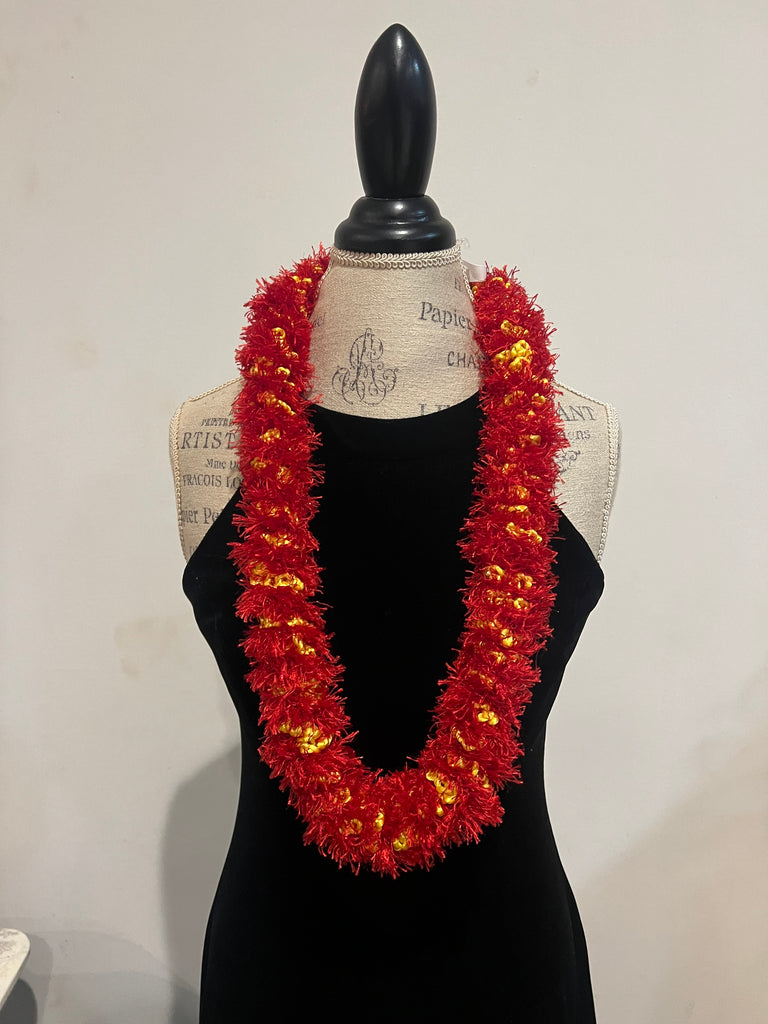 Red/Yellow Eyelash Yarn Lei